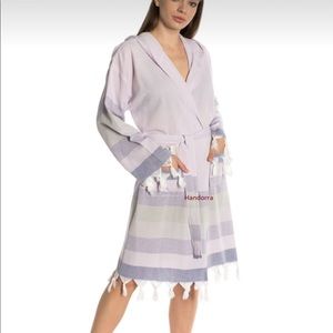 Bohemian Turkish Towel Robe Cotton Linen Purple